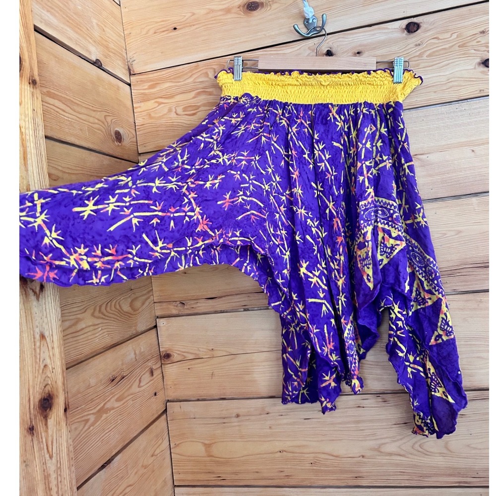 Pixie Handkerchief Skirt Womens Small Medium Purple Yellow Batik Blue Sky Co